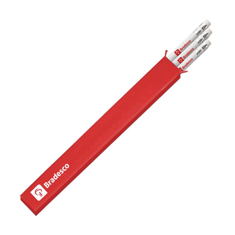 Kit 3 lápis com borracha personalizado