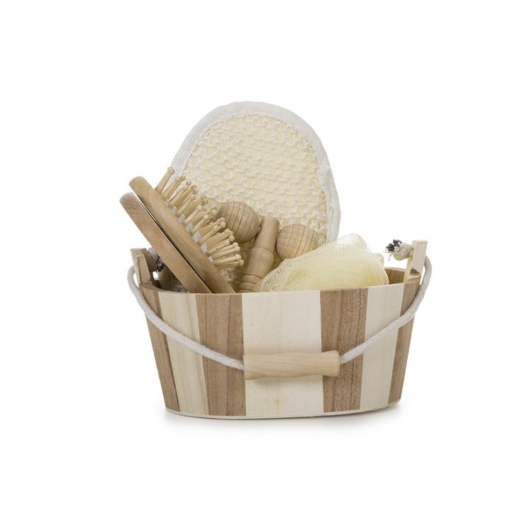 Kit banho de madeira com 5 peças personalizado - SPA003