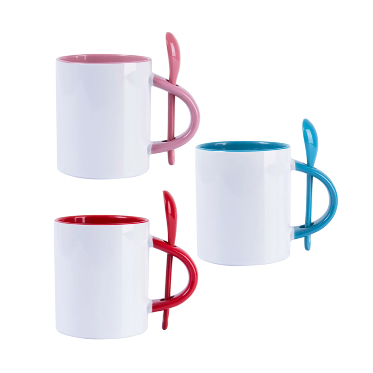 Caneca Bicolor com Colher Cerâmica Personalizada