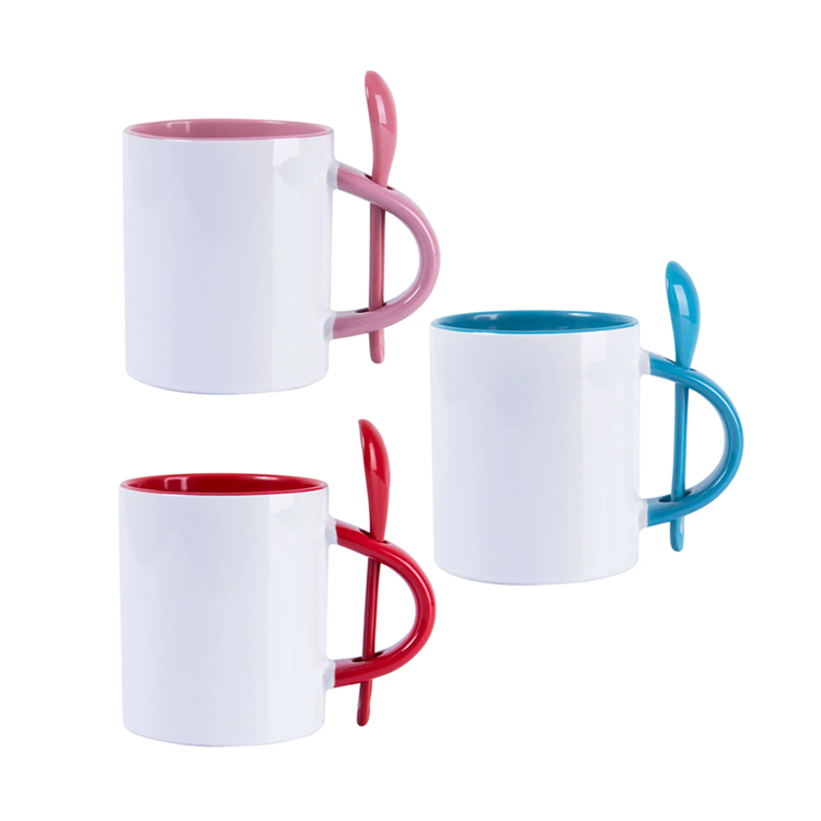 Caneca bicolor com colher personalizada