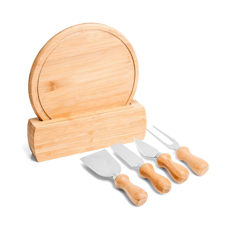 Conjunto para queijo em bambu personalizado - KCH017