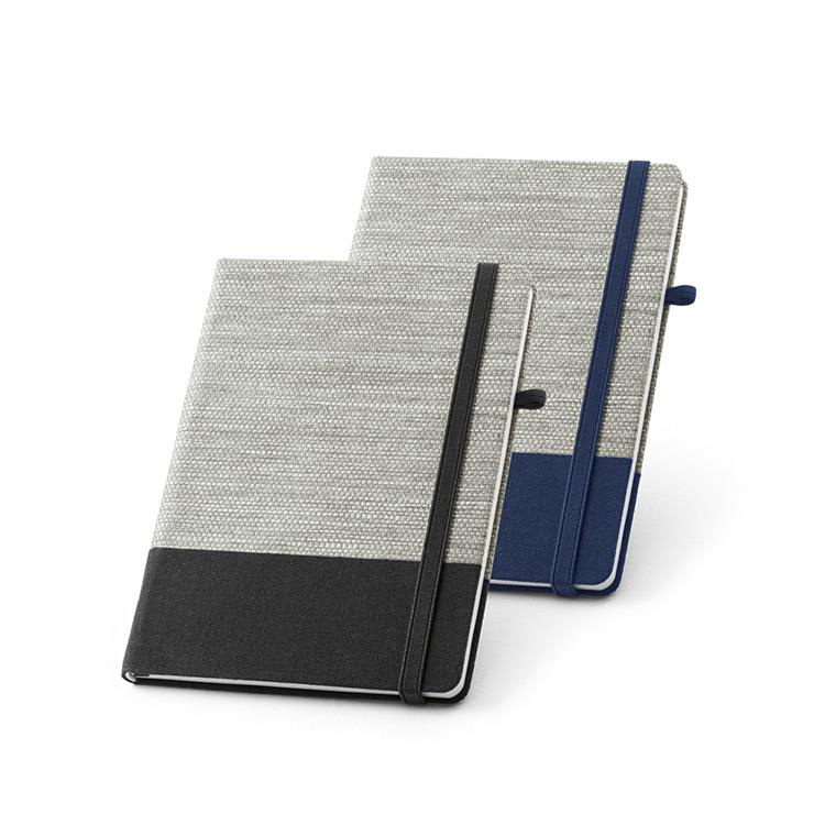 Caderno Tipo Moleskine em Palha e Algodão Canvas Personalizado