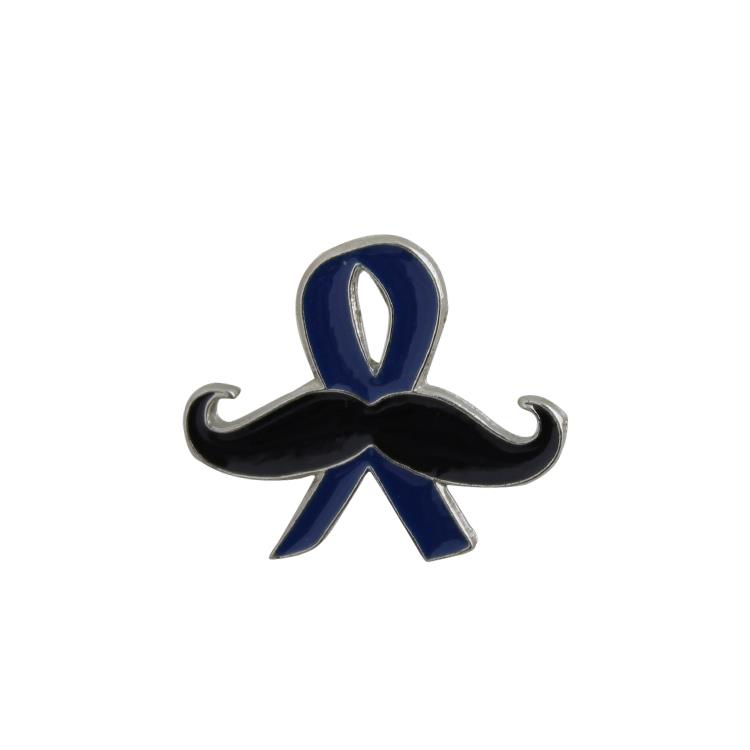 Botton lacinho Novembro Azul com bigode personalizado em metal