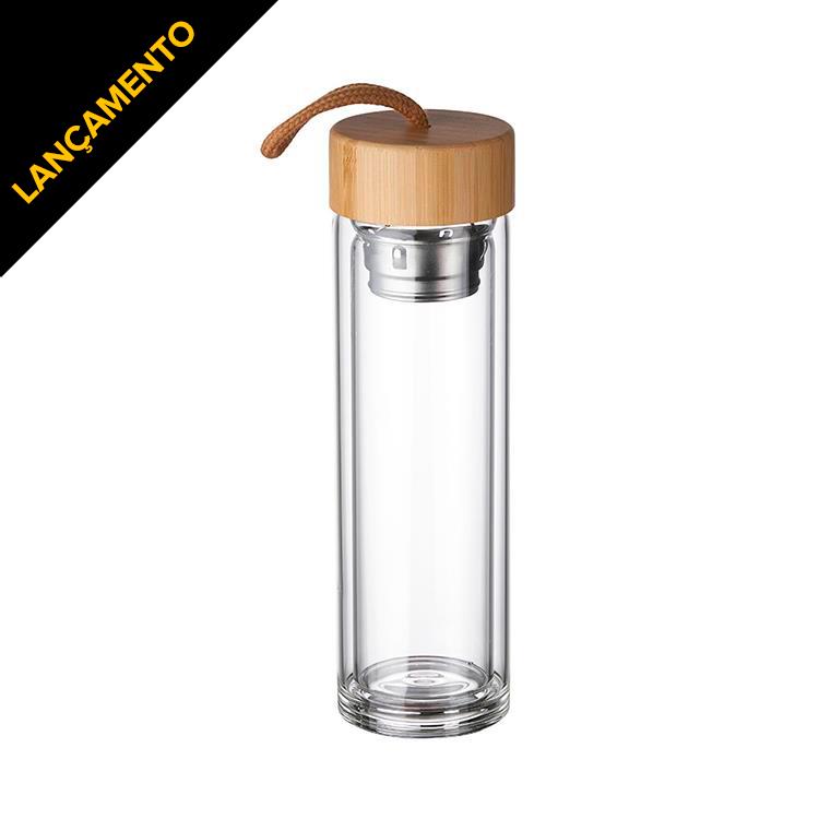Garrafa de vidro personalizada com infusor e 360ml - S101