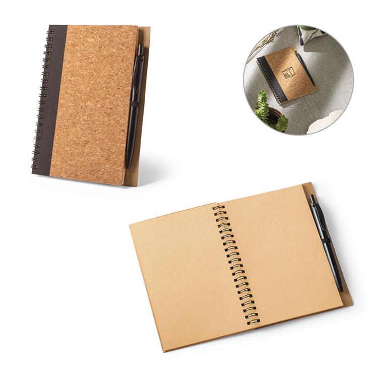 Conjunto de Caderno em Cortiça Personalizado