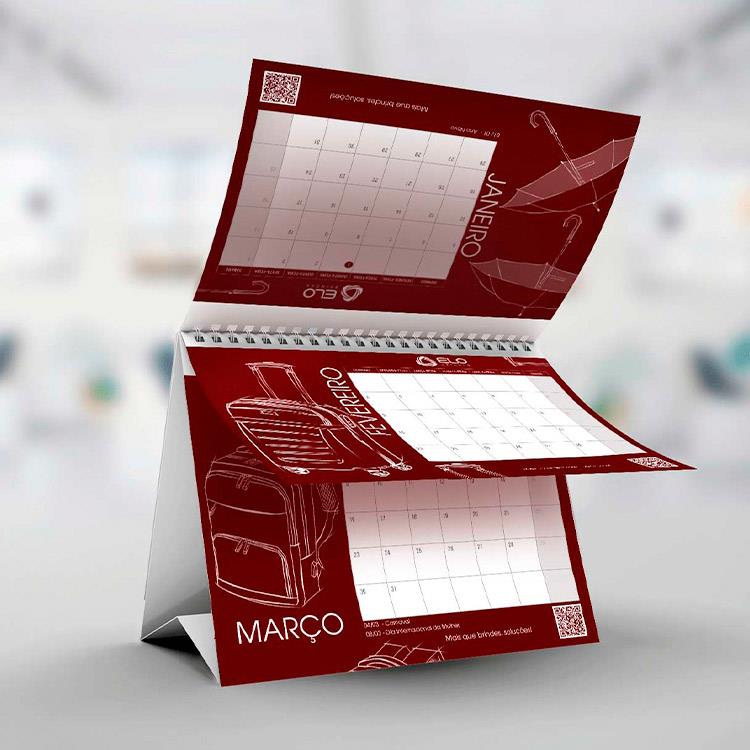 Folha de calendário de Mesa Papel Couchê Personalizado