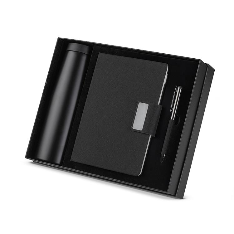 Kit escritório personalizado caderno, garrafa e caneta metalica