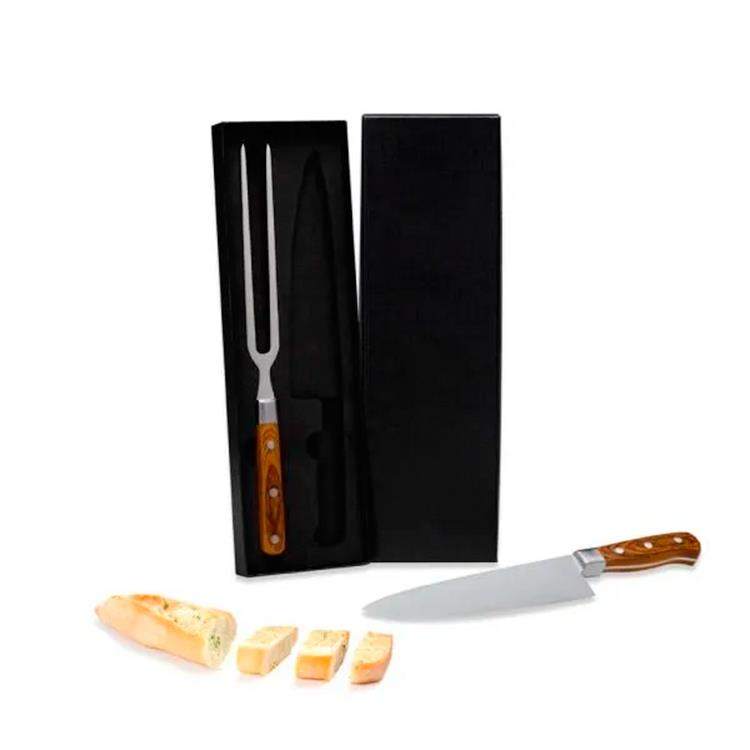 Kit faca e garfo personalizado premium em madeira 2 peças
