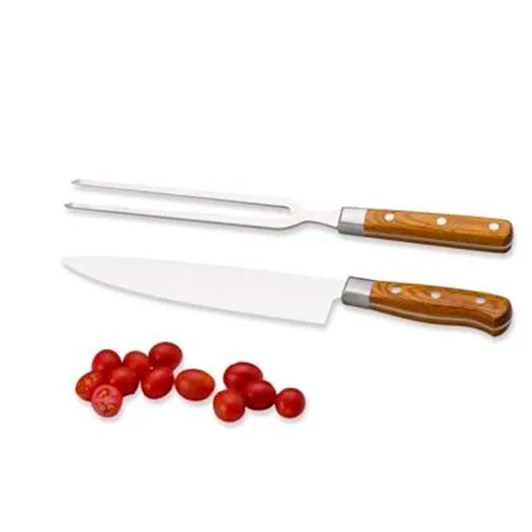 Kit faca e garfo personalizado premium em madeira 2 peças