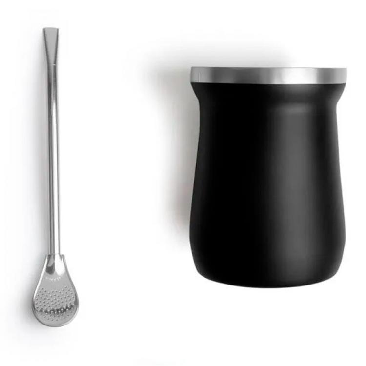 Cuia personalizada térmica em aço inox com bomba 300 ml