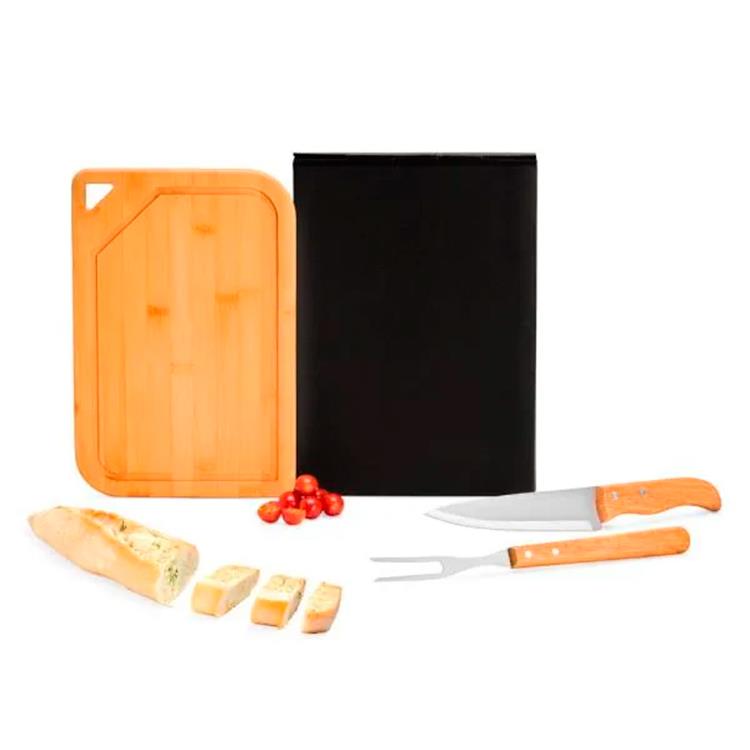 Kit personalizado para churrasco de bambu 3 peças
