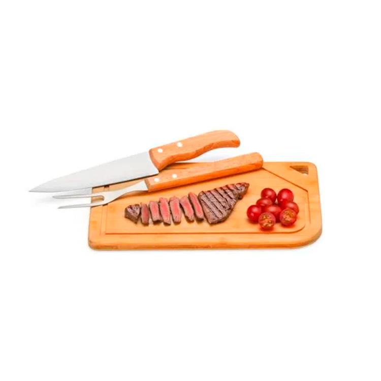 Kit personalizado para churrasco de bambu 3 peças