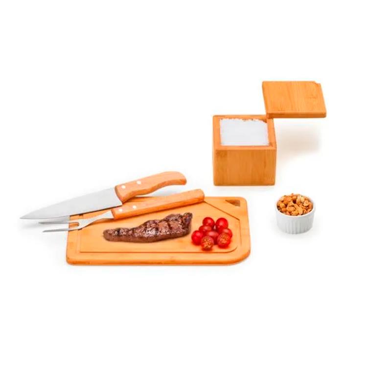Kit personalizado churrasco em bambu 5 peças