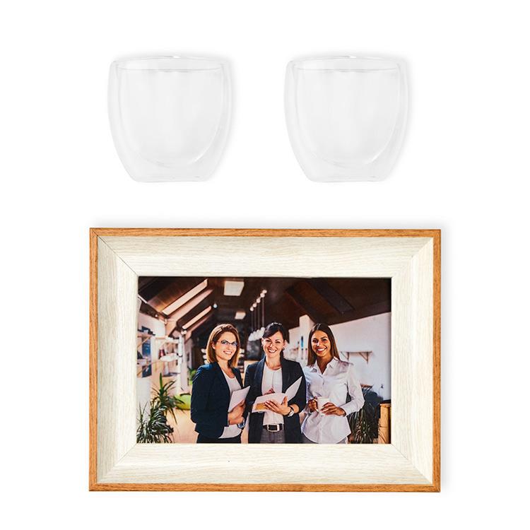 Kit porta retrato e copos personalizado 3 peças