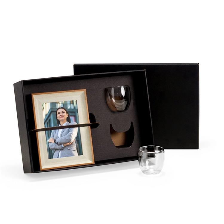 Kit porta retrato e copos personalizado 3 peças