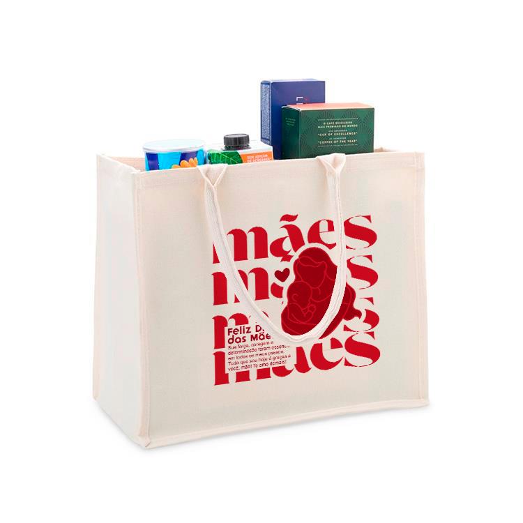 Sacola personalizada de lona com design minimalista