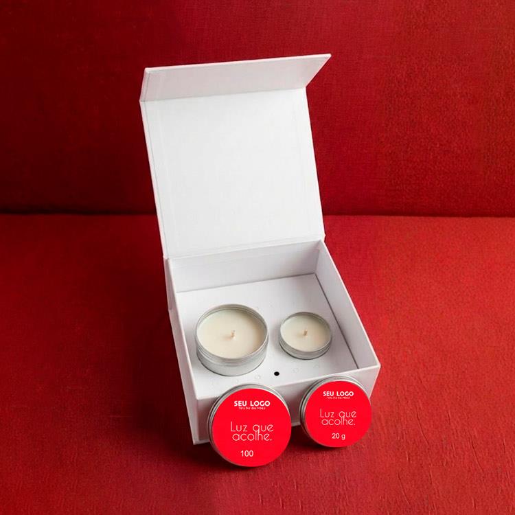 Kit Velas Aromáticas Personalizadas com Caixa Magnética