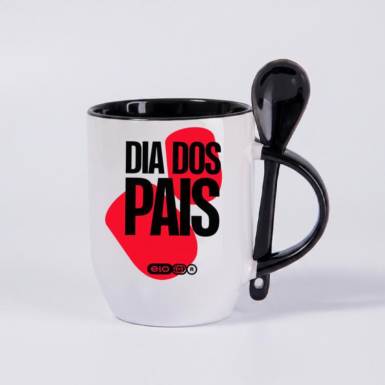 Caneca Bicolor com Colher com Embalagem Inclusa Personalizada