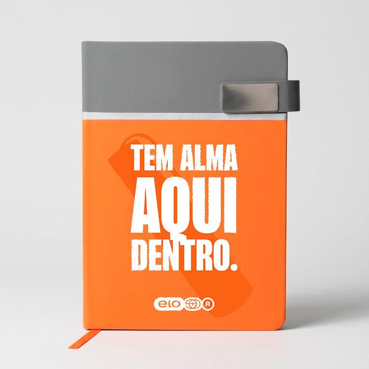 Caderno A5 em PU Personalizado com Fechamento Magnético e Placa Metálica