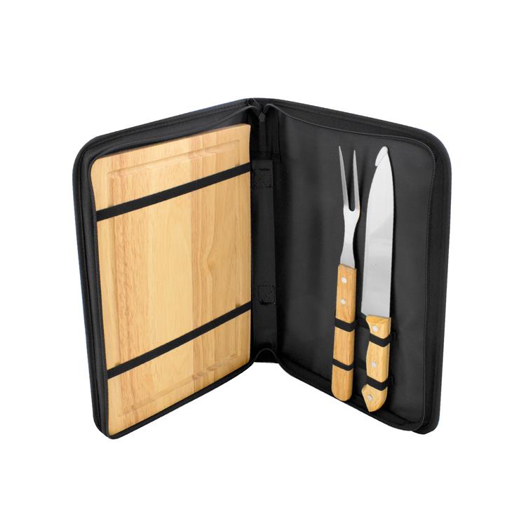 Kit Para Churrasco em Aço Inox e Madeira Personalizado