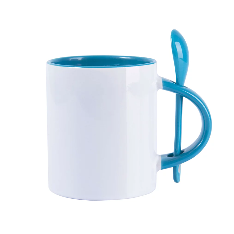 Caneca bicolor com colher personalizada