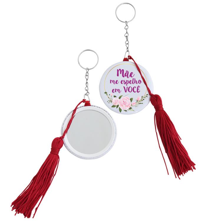 Espelho chaveiro personalizado c/ tassel