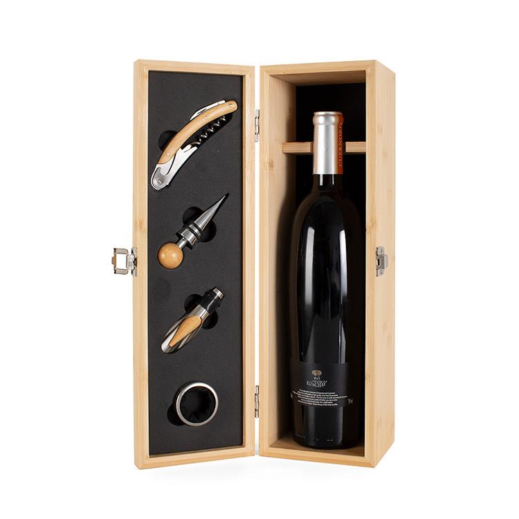 Kit Vinho personalizado em bambu com interior em EVA