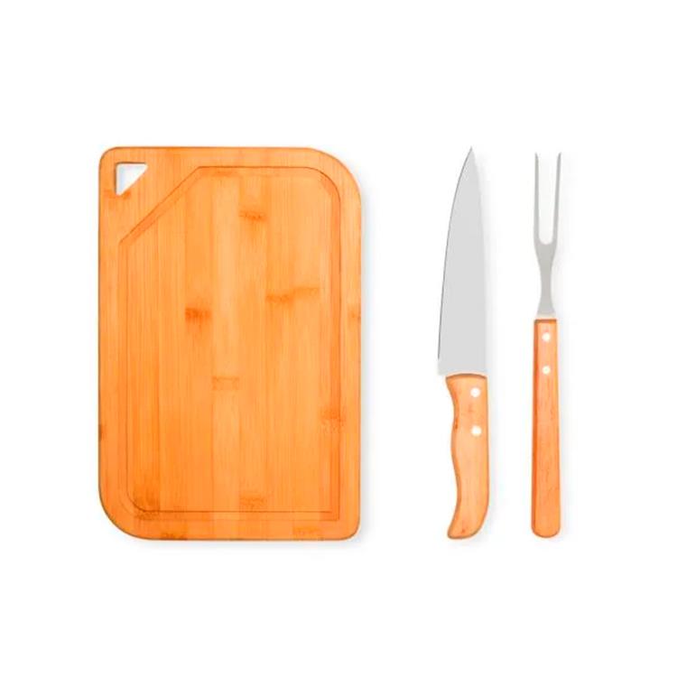 Kit personalizado para churrasco de bambu 3 peças